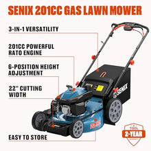 SENIX 201cc 22" 3-in-1 Variable Speed Self Propelled Gas Lawn Mower