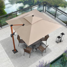 9 Feet Double Top Deluxe Square Patio Umbrella with Steel Plate Base