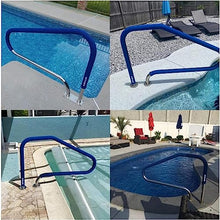 MSHOSAC Pool Handrails Swimming Pool Hand Rail Set of 2, 304 Stainless Steel Pool Stair Rail with 4ft Blue Grip Cover and Perfect Handle Pool Grab Ladder