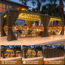 LEVELEVE 10' x 20' Louvered Pergola with Adjustable Roof & Drainage System, Weatherproof Outdoor Metal Gazebo with Curtains & Netting, Large Hardtop Canopy for Patio, Garden, Deck, Backyard
