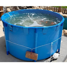 Zfmnoyev Round Canvas Water Tank, Above Ground Frame Fish Pool with Drain Valve, Collapsible Outdoors Water Storage Tank, for Koi Culture Agricultural Irrigation(1.2x0.6m-680L)