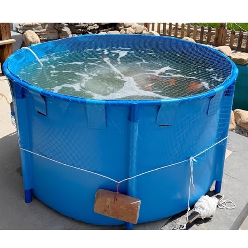 Zfmnoyev Round Canvas Water Tank, Above Ground Frame Fish Pool with Drain Valve, Collapsible Outdoors Water Storage Tank, for Koi Culture Agricultural Irrigation(2x0.8m-2400L)