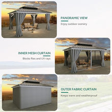 YITAHOME White Gazebo Hardtop 10x12ft Double Roof Aluminum Frame Gazebo