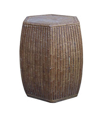 Orientliving Chinese Hexagon Bamboo Theme Garden Stool Brown
