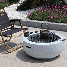Outdoor Party BBQ Fire Pit for Patio, Fire Bowls with Grill Shelf and Mesh Cover Round Tabletop for Placing Drinks Roasting Supplies, Garden Patio Decor