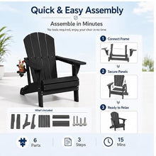 Patio Kingdom Folding Adirondack Chairs Set of 4 with Cup Holders, Heavy-Duty HDPE Plastic Outdoor Chairs, All-Weather Resistant Patio Conversation Set for Backyard, Deck, Fire Pit, Black