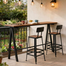 MISXEOE Outdoor Bar Table 47"-79", Wood Patio Bar Height Table High Counter Tables Rain/Sun Protection for Poolside Garden Balcony Restaurant Cafe, Indoor or Outdoor Use(Black 1,70.8"x15.7"x41.3")