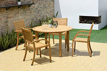 Amazonia Arizona 5 Piece Round Eucalyptus Patio Dining Set Teak Finish