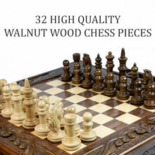 HandCraftoria Large Handmade Wooden Chess Set with Storage Brown