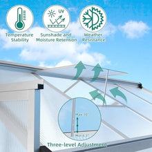 8x12 FT Greenhouse for Outdoors, Large Aluminum Greenhouses with Adjustable Roof Vent, Heavy Duty Greenhouse with Ground Nails, Walk-in Green Houses for Outside Garden, Backyard, Patio