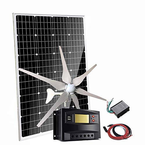 520W 12V Wind Solar Power Kit for Battery Charge: 1x 120W Monocrystalline Solar Panel + 400W Wind Turbine Generator + Charge Controller + Cable