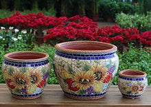 Outdoor Large Flower Pot Villa Garden Ceramic Mosaic Decoration Plant Pot Creative Landscape Potted Vase Plant Container Classical Pots Bonsai Planter Colorful (Sun Flower M)
