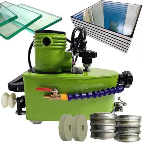 Glass Grinder Grinding Edging Machine, Portable Small Glass Edger, Electric Glass Edging Machine, Straight Round Bevelled Glass Edging Grinder,Glass Acryl Marble Ceramic Polishing Machine Green