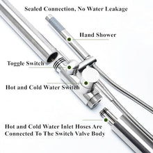MKLFBY Standing Outdoor Shower Portable Garden Shower W/Adjustable Shower Head & Valve Controls, Vertical Stainless Steel Poolside Shower Fixture System