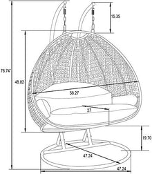 Elegant Double SEAT Wicker Swing Chair by Island Gale
