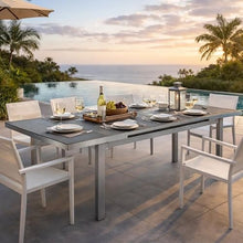 Benzara Kylo 90 Inch Extendable Dining Table, Smooth Gray Aluminum Frame, Outdoor