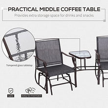 Two-Seat Patio Glider Chairs with Table, Outdoor Rocking Lounge Chairs for Backyard, Garden, Porch