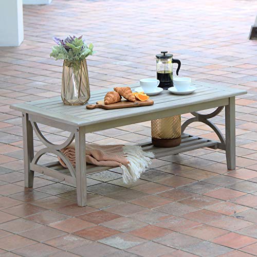 Cambridge Casual Chester Superior Indonesian Teak Patio Coffee Table, Weathered Teak