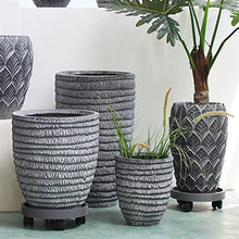 Flower Pot Garden Creative Corrugated Plant Pots Round Concrete Planter,Large Planter Pots Containers with Drainage Holes for Patio, Balcony, Backyard, Living Room House Plants, Succulents, Flowers (