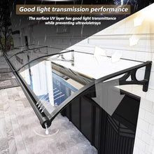 YUGXTH Window Awning with Aluminum Bracket, Outdoor Door Patio Canopy with Aluminum Alloy Large Sink, Polycarbonate Cover, Rain Snow Protection Hollow Sheet, Drain on Both Sid(Clear,120x300cm)