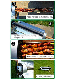 Dntum Portable Solar Barbecue Cooker BBQ Grill Stainless Steel Stove Oven Smoke Free Food Grade Foldable Solar Grill for Outdoor Picnic Camping,One Color-Single Tube