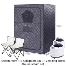 TT-YEL Large Home Steam Sauna Tent, Double Sauna Room with Two 3L Steam Machines, Portable Foldable Spa Box, Home Steam Room with Chair and Remote Control,Gray