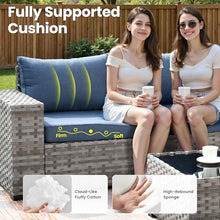ovios 12 Pieces Patio Furniture Set, Outdoor Wicker Sectional Sofa with Coffee Table Comfy Cushions, Modern Modular Deep Seat Couch Rattan Conversation Set, Denim Blue