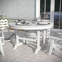 EMMA + OLIVER Arcata 5-Piece Indoor-Outdoor Adirondack Dining Set, 48" Round Table & 4 Chairs with Cupholders, White