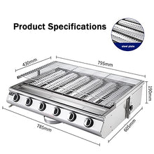 UYCVT Smokeless Gas Grill, 6 Burner Portable Liquefied Gas Oven, Adjust Height Smokeless BBQ, Stainless Steel Outdoor Barbecue Cooking Oven, for Camping Courtyard Party.