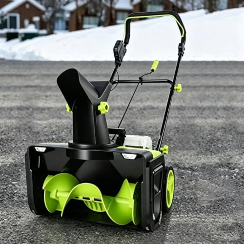RUUCAJLI Cordless Electric Snow Blower, 40V Compact Push Snow Thrower with 180° Chute, Dual Battery & LED Lights