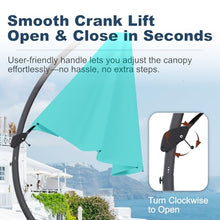 Patio Kingdom 12FT Cantilever Umbrella with Base Large Curvy Outdoor Aluminum Offset Umbrella w/ 360° Rotation, UV Resistant Canopy for Patio, Garden, Backyard, Turquoise Blue