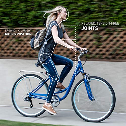 sixthreezero Women's 3-Speed Comfort Bike with Rear Rack, 26" Wheels/17" Frame, Cream