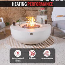 AMS 44" Round Concrete Propane Gas Fire Pit Table Bowl Bundle (Cream White)
