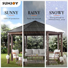 Sunjoy 15x15 ft. Octagon Hardtop Gazebo with Black Aluminum Roof Brown