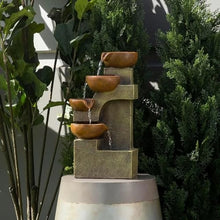 MVUYO FMURY Indoor and Outdoor Tabletop Tiered Pouring Pots Waterfall with Stone Look