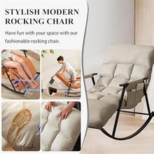 uhyOHF Rocking Chair Rocker Chair Living Room Lounge Chair with Storage Pocket, Arbon Steel Frame,Soft Cushion Bedroom Rocking Chair,Light Gray-One Size