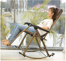 Recliner Garden Rocking Chair Folding Recliner Outdoor Adjustable Sun Lounger Rocker Zero Gravity Seat Lightweight Sturdy Steel Frame Easy Storage No need to install (Color