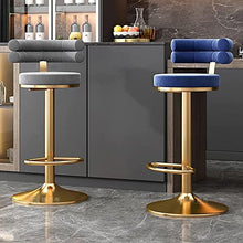 IPSU 360° Swivel Bar Stools Set of 4 Height Adjustable Velvet Blue