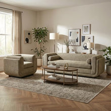 Niju Coffee Table Brown, Brown Coffee Table, Modern Style, Fir Wood Oval Shape Tabletop, MDF, Indoor Living, 47.2" W x 22" D x 18.3" H