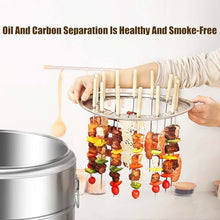 Portable Smokeless Barbecue Charcoal Barrel Grill Stainless Steel Surround Charcoal Kebab Grill with 28 Skewers and BBQ Grill Grate Outdoor Indoor Camping Smokeless