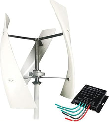 CHRISK 8000W Vertical Wind Turbine Generator 3 Blades, Energy MPPT Controller for Home Factory Use (220V with Controller, White),24V