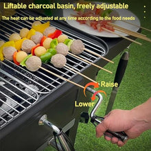 Portable Charcoal BBQ Grill, Charcoal BBQ Grill Trolley with Wheels and 2 Folding Side Table, Visual Thermometer, Adjustable Air Vent, Lifting Charcoal Basin, for Home Garden Cooking