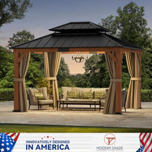 Modern Shade Wood Gazebo 10x12 with Double Galvanized Steel Roof