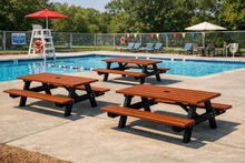 Frog Furnishings Frame Table and Bench Seat Heavy Duty Rectangular Portable Outdoor and Good Base All Weather Backyard Poolside Dining Party Garden Patio Lawn- Green Slat (6ft.Ada)