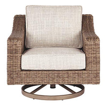 Signature Design by Ashley Beachcroft Outdoor Swivel Wicker Patio Lounge Chair Brown Beige