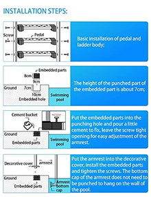 Swimming Pool Ladder 304 Stainless Steel Swimming Pool Handrail Anti-Slip and Anti-Rust for 1-1.3m Pool Need to be Embedded/Silver / 1mm (Silver 1.5MM) (Silver 1mm)