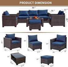 UOPYNE Patio Furniture Set, 7 Pieces Outdoor Patio Furniture with Table&Chair, All Weather Wicker Conversation Set with Ottoman