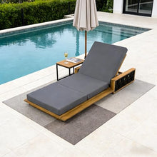 Christopher Knight Home Arly Acacia Wood Chaise Lounge Chair Outdoor Set of 2, Poolside Sun Lounger Recliner, Patio Outdoor Chaise Lounge with 4'' Triple Folds Cushion, Teak+Dark Gray