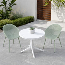 Trygoal 3-Piece Indoor/Outdoor Bistro Set, Weatherproof Patio Furniture Set with Round Slatted Table & 2 Mesh Chairs, Modern Lounge Chairs with Non-Slip Feet for Balcony, Backyard, Garden, Pale Green