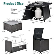 YWMLFZ 5PCS Patio Rattan Furniture Set 30" Gas Fire Pit Table W/Cover Navy